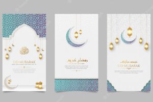 Arabic islamic style realistic social media stories template collection