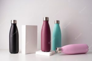 Arrangement of different colored tumblers