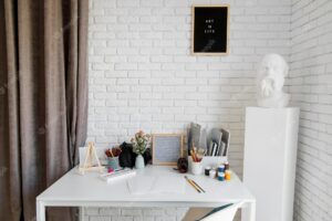 Artist desk concept indoors