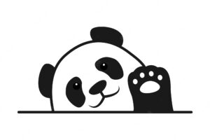 Baby panda waving paw cartoon