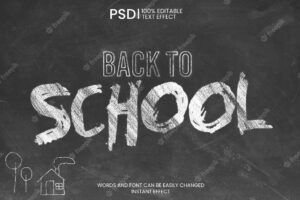 Back to school hand drawn over blackboard text effect