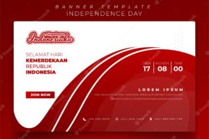 Banner template design with waving red and white background for indonesia independence day design