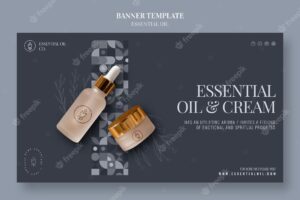 Banner template with essential oil cosmetics