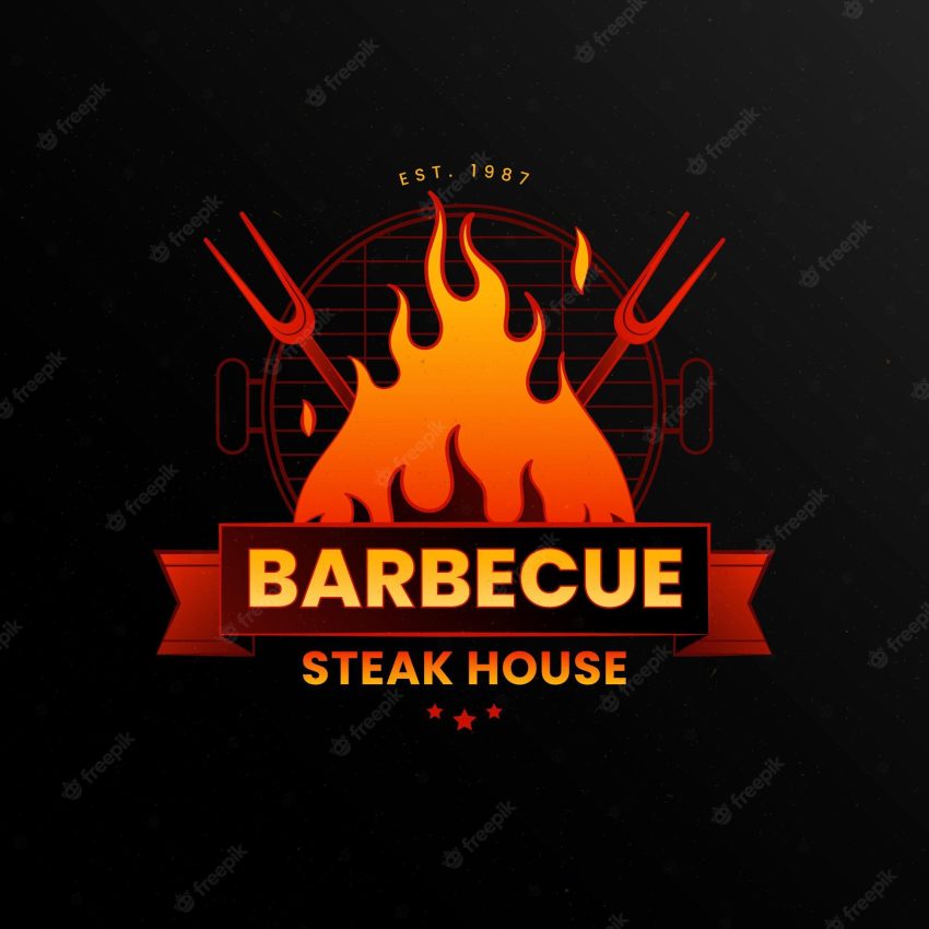 Barbecue logo template with details