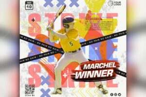 Baseball player flyer social media post template background