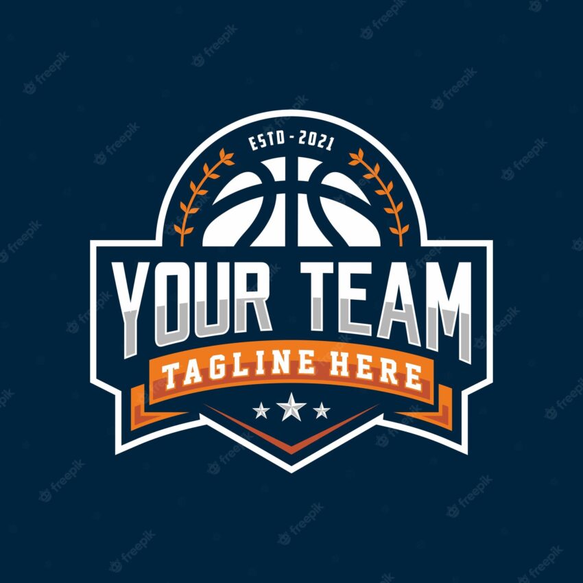 Basketball club logo basketball club emblem design template on dark background