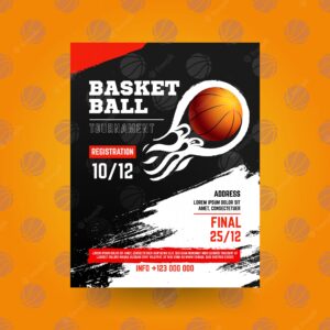 Basketball flyer with grunge style