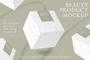 Beauty product mockup psd with black crayon art