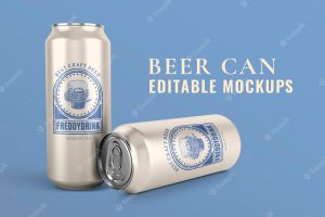 Beer can mockup psd, cool product branding