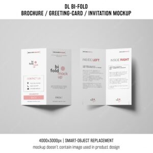 Bi-fold brochure or invitation mockup
