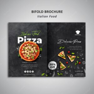 Bifold brochure template for traditional italian food restaurant