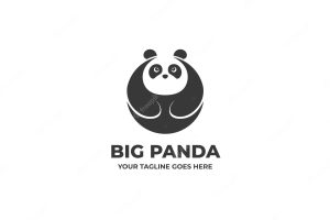 Big cute panda flat logo template