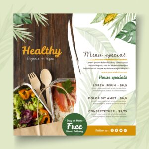 Bio and healthy food squared flyer template
