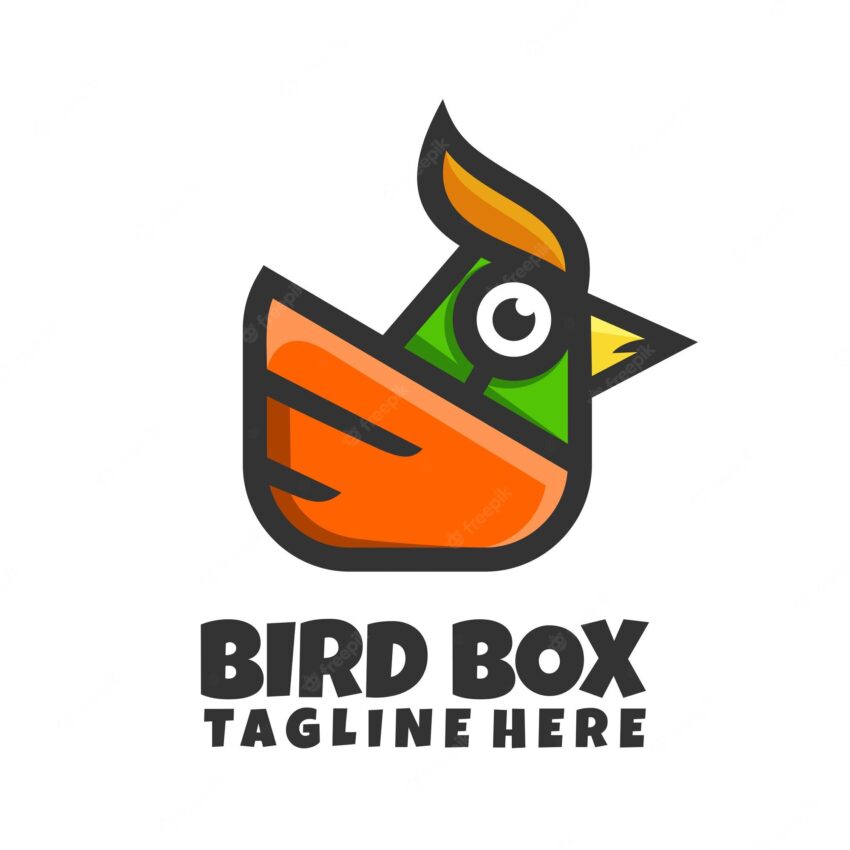 Bird box cute mascot brand illustration