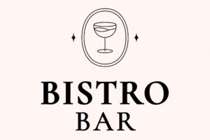 Bistro bar logo template with minimal cocktail glass illustration