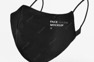 Black face mask mockup design