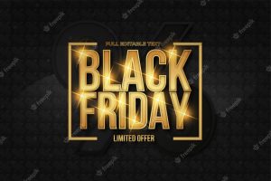Black friday background with elegant golden text effect