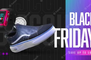 Black friday banner with discounts. 3d rendering.