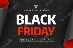 Black friday sale design template. black friday sale inscription on shopping icons.