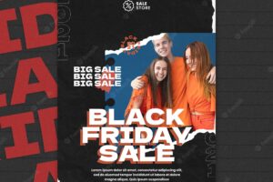 Black friday sale with discount poster template
