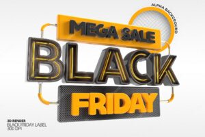 Black friday super sale 3d render label template