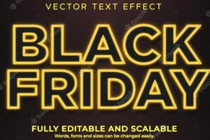 Black friday text effect template, editable sale and fashion text style