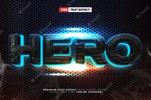 Black future andorid hero tech robot glow 3d editable text effect style