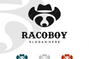 Black white raccoon head logo and icon, clip art vector