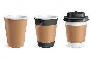 Blank coffee cups with drink takeaway symbols realistic set isolated vector illustration
