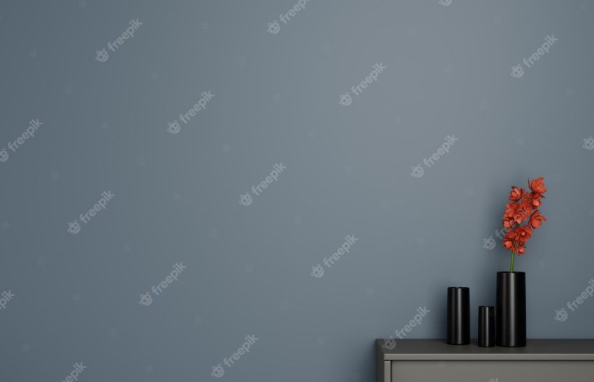Blank picture frame mockup in modern interior living room minimal style 3d rener illustration