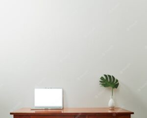 Blank screen laptop on the desk
