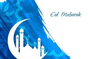 Blue eid mubarak watercolor background