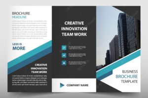 Blue trifold business flyer template