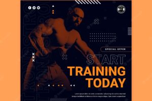 Body building training square flyer