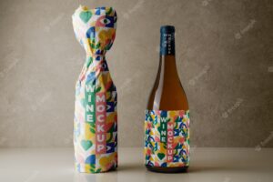 Bottles wrapped in creative paper