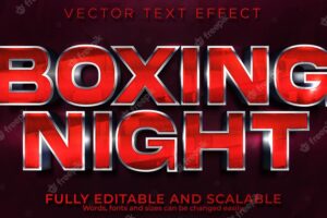 Boxing night text effect, editable metallic and red text style