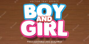 Boy girl cartoon text effect editable comic and funny text style