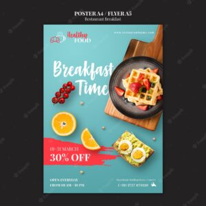 Breakfast restaurant poster template