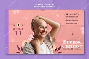 Breast cancer awareness banner design template
