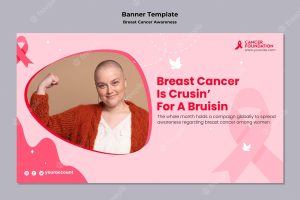 Breast cancer awareness horizontal banner template