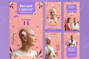 Breast cancer awareness instagram stories design template