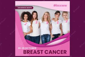 Breast cancer awareness month day instagram and social media posts eps vector design