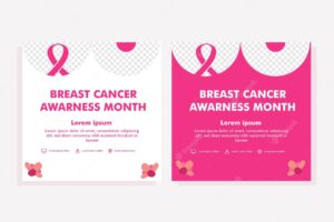 Breast cancer awareness month design. breast cancer pink ribbon banner illustration