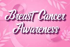 Breast cancer awareness month editable 3d text effect banner background design template