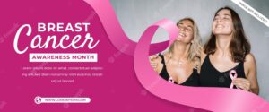 Breast cancer awareness month horizontal banner template design