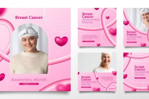 Breast cancer awareness month realistic ig post collection