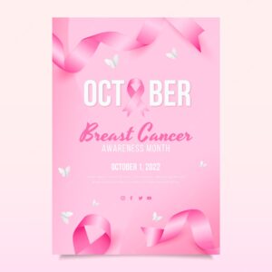 Breast cancer awareness month realistic poster