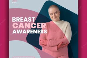 Breast cancer awareness month social media banner and instagram post template