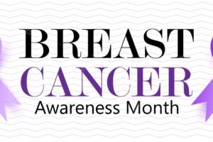 Breast cancer awareness month with ribbon vector illustration banner