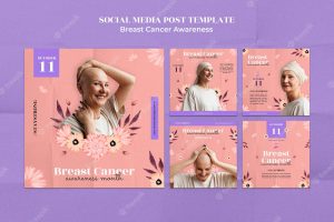 Breast cancer awareness social media post design template